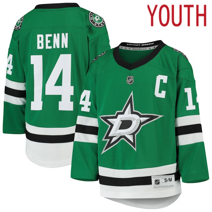 Youth Dallas Stars #14 Jamie Benn Kelly Green Home Replica Player NHL Jersey->youth nhl jersey->Youth Jersey